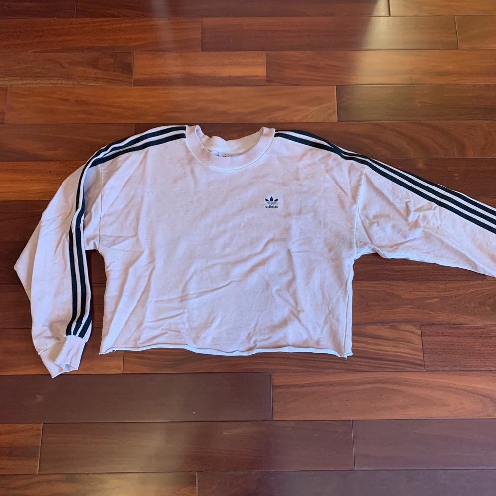 Adidas cropped oversized crew neck sweater SMALL